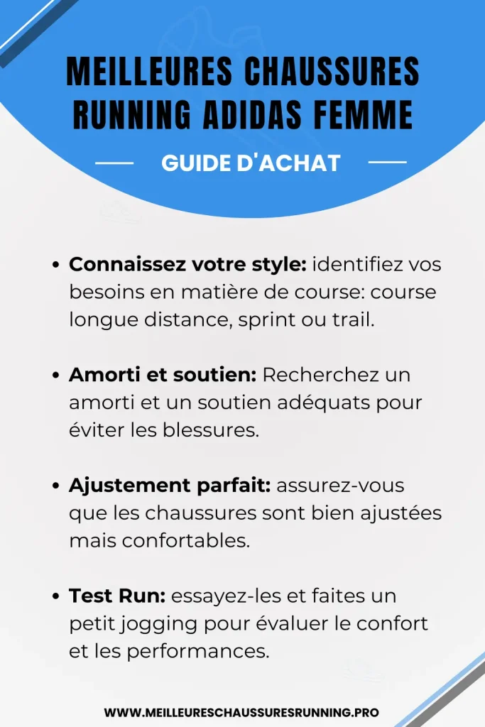 Meilleures Chaussures Running Adidas Femme - infographie