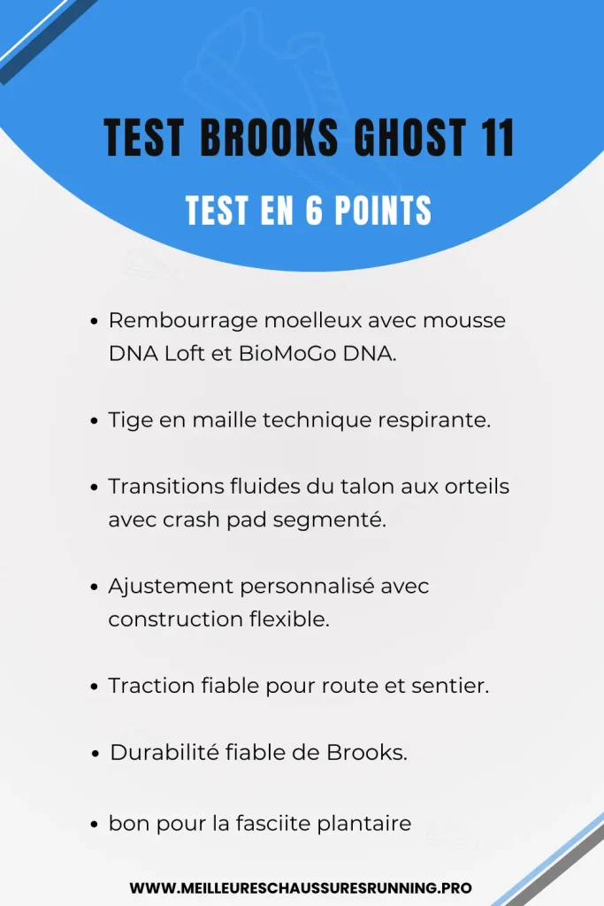 brooks ghost 11 - infographic test en 6 points